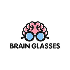 Brain Glasses Logo &ndash; Smart Thinking and Creativity Symbol