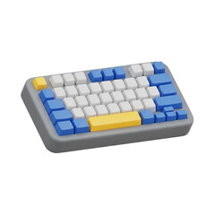 3d render of a gray mechanical keyboard isolated on transparent background
