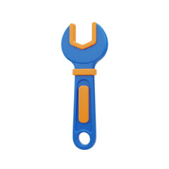 Blue and orange wrench isolated on transparent background