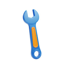Blue and orange wrench isolated on transparent background