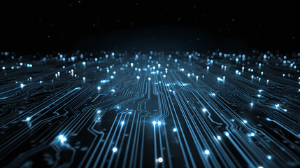 Obraz premium A close-up view of an intricate circuit board, with illuminated pathways of electrical signals