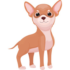 Brown Chihuahua Dog Standing Front Facing With A Happy Smile Isolated On White Background Vector Illustration