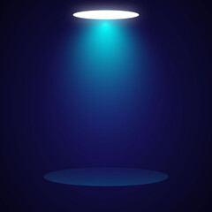 Spotlight on Dark Blue Background