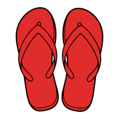 Cartoon Red Flip Flops Sandal Vector Illustration