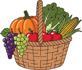 Basket full of fresh produce for thanksgiving
