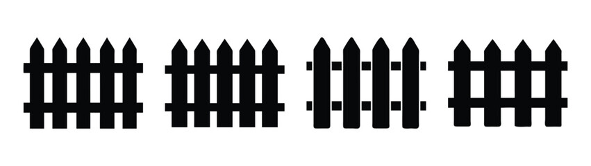 Black picket fence vector illustration for garden fencing and home boundary design and security