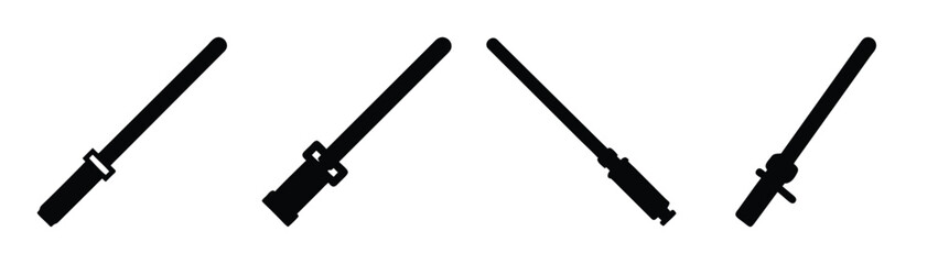 Vector illustration of japanese katana swords collection set martial arts samurai sword isolated on white