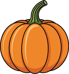 Orange pumpkin with green stem for fall season