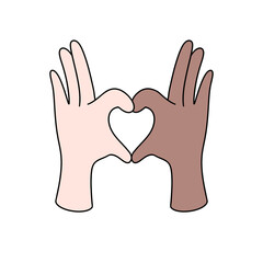 Two hands holding a heart with the letter M in the middle