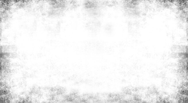 Illustration of distressed grunge border surrounding a bright white area isolated on transparent background