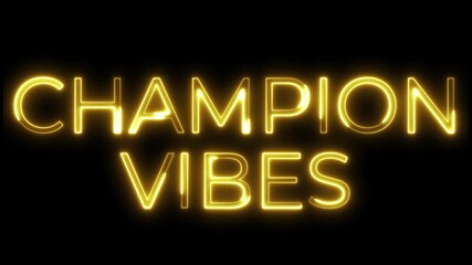 Champion Vibes Neon Text Animation | Energetic Motivational Title