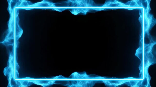 Bright blue neon frame design for creative backgrounds