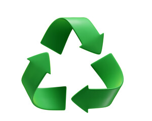 Obraz premium Green 3d Recycling Codes. Recycling Symbol on a transparent background. Mobius tape for Packaging Marking. 3d Icon for sorting and recycling. Secondary use. 3d render 
