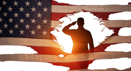 Soldier saluting isolated on transparent background