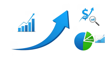 Growth arrow isolated on transparent background