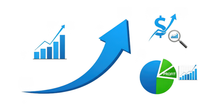 Growth arrow isolated on transparent background