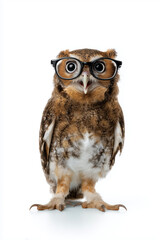 Naklejka premium Wise owl wearing glasses, a symbol of intelligence, knowledge, and education, perfect for branding, marketing, and educational materials that need a smart look