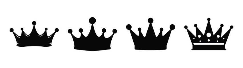 Royalty crown vector design elements silhouette king queen tiara prince princess regal majestic crowns © PURE VECTOR WORK