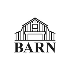 Classic Barn Logo Design. A clean and minimalist black line art logo.