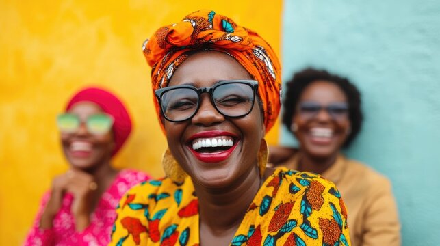 A group of diverse cheerful African friends sitting together animatedly sharing stories and enjoying each other s company with infectious laughter and genuine smiles