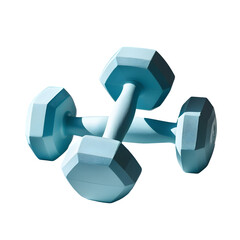 Stylish light blue dumbbells for fitness goals, ideal for gym advertising, promoting healthy lifestyle, workout routines, and strength training motivation