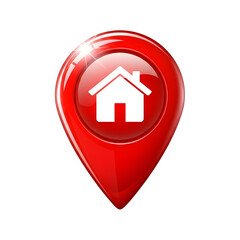 Find your dream home with our modern red location pin symbol, perfect for real estate marketing and property searches. Discover your next address today