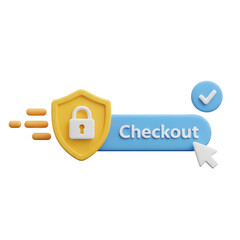 Secure checkout button with cursor and checkmark offers smooth online payments for reliable e-commerce and trusted transactions, building customer confidence