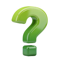 Intriguing glossy green question mark for learning and education resources, sparking curiosity and problem-solving, perfect for quizzes and tests
