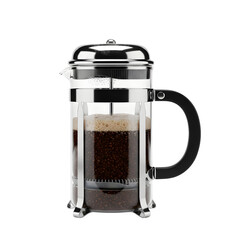 French press coffee maker, perfect for cafe, brewing, barista, espresso, and morning drink design projects. isolated on white or transparent background.PNG format.