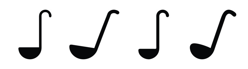 Musical notes vector art illustration featuring black and white music notation symbols design element