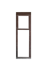 Old wooden window with two openings is isolated.