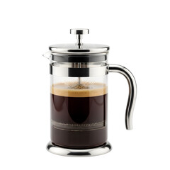 French press coffee maker, perfect for cafe, brewing, barista, espresso, and morning drink design projects. isolated on white or transparent background.PNG format.