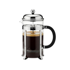 French press coffee maker, perfect for cafe, brewing, barista, espresso, and morning drink design projects. isolated on white or transparent background.PNG format.