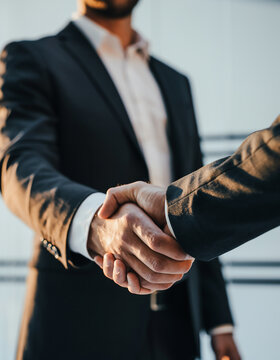 Close up of business handshake in the office
