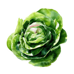 Obraz premium Watercolor watercolor painting of a fresh green cabbage isolated on transparent background