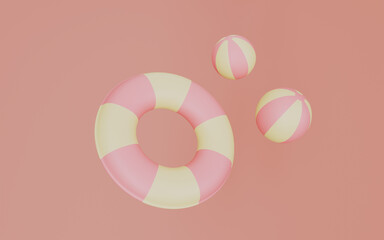 Inflatable swimming ring, Summer elements, Summer vacation concept