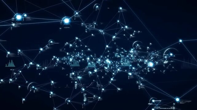 Exploring a Digital Network: A Visualization of Complex Data Interconnections and Dynamic Information Flow in an Abstract Space