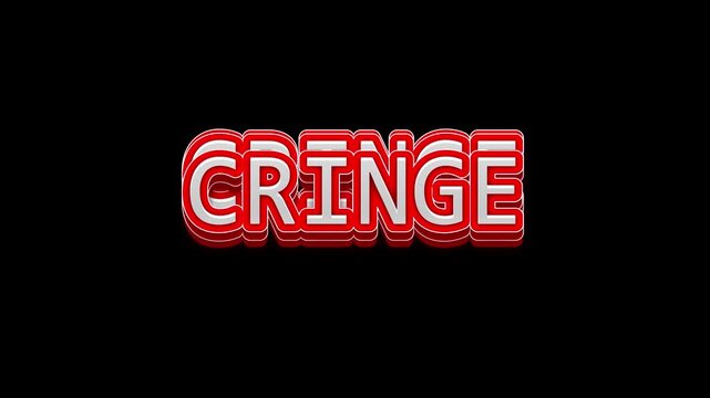 Animated word cringe in dynamic vaporwave typography. Gen z awkward lingo. Dislike, ugh. Meme reaction. Smooth text animation with layered shadows sliding up and down. Retro wave motion graphics