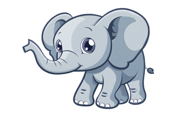 Obraz premium Cute Cartoon Elephant Illustration with Large Ears and Sweet Expression