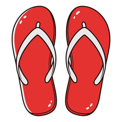 Cartoon Red Flip Flops Sandal Vector Illustration