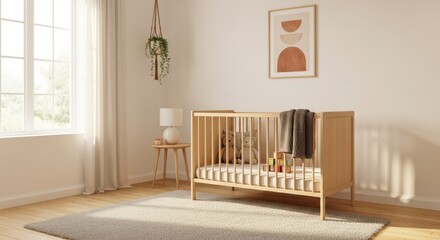 Cozy and Minimalist Nursery with Crib and Natural Light for Modern Baby Room Inspiration