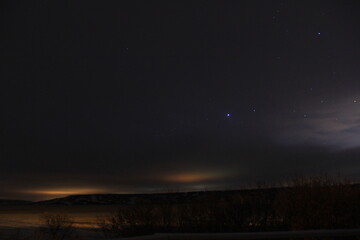 A foggy evening over Wascana Park in Regina Saskatchewan at the Legislature Building. 