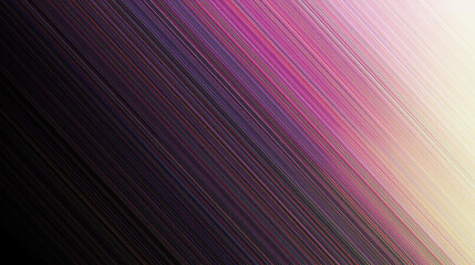 Modern vector illustration of a vibrant diagonal line pattern with a smooth color gradient from black to pink and cream