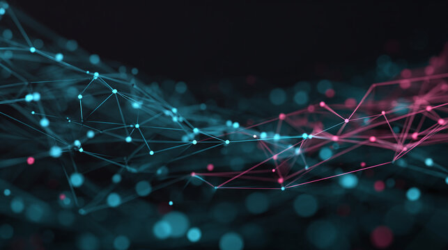 Abstract digital network design with interconnected dots and lines, creating a sense of connectivity and technology