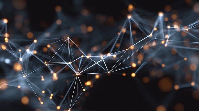 Abstract depiction of a network with connecting lines and dots, a digital concept representing interconnectedness