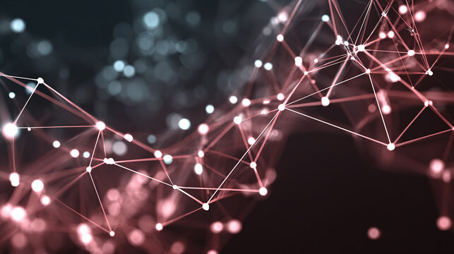 An abstract representation of interconnected nodes and lines, suggesting a network or digital data flow. The image evokes a sense of connectivity and complex relationships