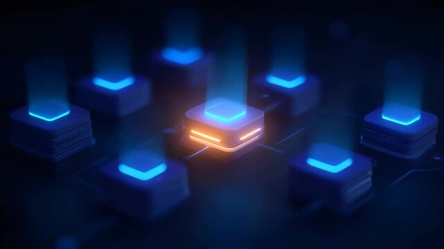 Glowing data hub processing digital information with network connections across a modern technology grid concept - Powered by Adobe