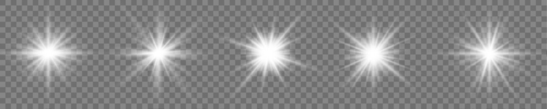 Silver glowing shine with elegant sparkles and soft reflection. Transparent light star for luxury, wedding, or festive themes. Vector graphic. PNG