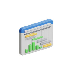 A three-dimensional Gantt chart icon representing project management and task planning. This infographic diagram illustrates a workflow schedule and progress timeline for business strategy