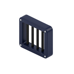 Prison Bars Icon 3D Rendered Dark Blue Jail Window with Black Bars